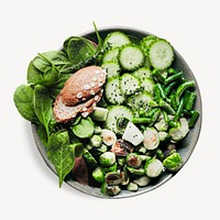 Salad bowl, healthy food isolated design