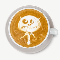 Monster latte art coffee  collage element psd