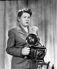 Helen Bean with 4x5 Press Camera Oak Ridge 1947