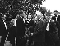 President John F. Kennedy Visits with Reporters Upon Returning from Atlantic City, New Jersey. Original public domain image from Flickr