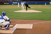 Acting OFO AC John Wagner Throws Out the First Pitch at Mets Game on 14 Aug 2014