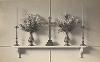 Mortuary chapel, Queen Alexandra's cross and vases, Princess Victoria's candlesticks (1915). Original public domain image from Flickr