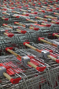 Shopping carts, supermarket. Original public domain image from Flickr