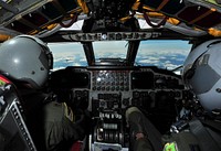 Two B-52H Stratofortress pilots maneuver behind the lead aircraft to complete a simulated air strike during exercise Saber Strike 15 in Europe, June 8, 2015.