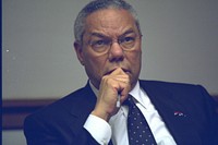 Secretary of State Colin Powell in the President's Emergency Operations Center (PEOC). Original public domain image from Flickr