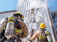 Fire rescue academy training, photo by Aaron Hines, date unknown, location unknown. Original public domain image from Flickr