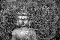 Buddha statue, double exposure film. Original public domain image from Flickr