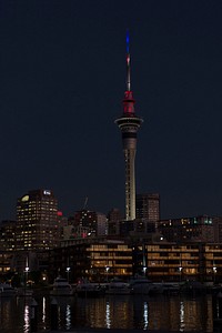 Auckland night light, Sky Tower. Original public domain image from Flickr