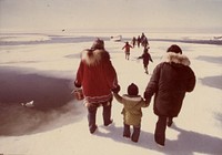 Eskimo family on spring ice of Krusenstern Lagoon on an egg hunting trip. Original public domain image from Flickr