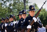 Members of the U.S. Customs and Border Protection, Office of Field Operations, Honor Guard perform in the Steve Young Honor Guard Pipes and Drums Competition in Washington, D.C., May 14, 2017.