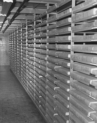 Photograph of Stack Area in the National Archives Building. Original public domain image from Flickr