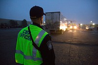 Officers with the U.S. Customs and Border Protection, Office of Field Operations, conduct non-intrusive inspections at the Port of Boston prior to the Sail Boston 2017 event, June 17, 2017.