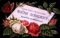 Use the supreme skin remedy, Sulphide of Arsenicum. Advertisement for Sulphide of Arsenicum. Statement on verso claims the medication, "will beautify and cleanse the roughest and scaliest skin, making it clear, pure and trans[cend]ent," and that medication "is in no case poisonous, it is not arsenic, but a prepa[rat]ion of the sulphide, and is the best alternative in existence." Card features a floral arrangement with envelope and butterfly. Original public domain image from Flickr