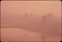 The George Washington Bridge in Heavy Smog. View toward the New Jersey Side of the Hudson River. Original public domain image from Flickr