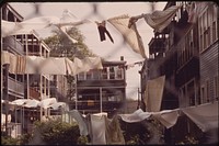 Clothes drying on racks, Lovell Street near the Intersection of Frankfort Street. Original public domain image from Flickr