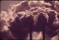 Sulphur fumes pour out of the smokestacks of the Olin Mathieson Chemical Plant. Original public domain image from Flickr