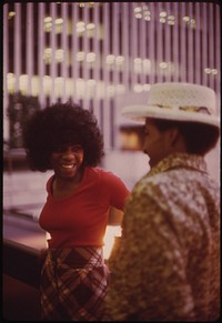 Fountain Square in Downtown Cincinnati Is a Public Square That Works for the City and Its People in a Myriad of Ways: on "Speaker's Landing" Overlooking the Square. Du Bois Tower in Background 06/1973. Photographer: Hubbard, Tom. Original public domain image from Flickr