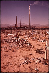 Smelter Cemetery, Where Employees of the Asarco Smelter Works (In Background) Can Be Buried. Original public domain image from Flickr