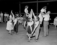 Folk Dancing on Tennis Court Oak Ridge 1948