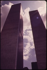 Towers of the World Trade Center in Lower Manhattan Seen From West Street. Original public domain image from Flickr