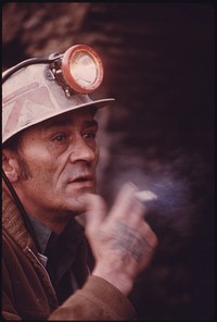 Closeup of Doren Bishop, Robin Mines Superintendent for the Alma Coal Corporation, Ponders the Work That Must Be Done to Start a New Mine near Clothier and Madison, West Virginia 04/1974. Photographer: Corn, Jack. Original public domain image from Flickr