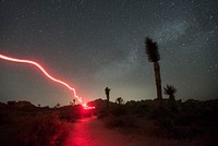  Hiker using a Headlamp at night