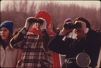 Burrough Audubon Society Members Use Binoculars to Identify Migratory Shore Birds During a Scheduled Outing at the Squaw Creek National Wildlife Refuge near Mound City, Missouri, in the Northwest Part of the State.