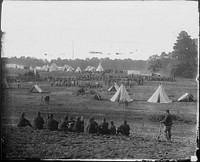 Camp scene, Guarding Confederate prisoners by Mathew Brady. Original public domain image from Flickr