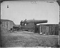 Cannon of largest size mounted in Fort, at Battery Rodgers. Photographer: Brady, Mathew, 1823 (ca.) - 1896. Original public domain image from Flickr