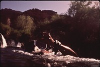 Cooling Off At the Havasu Falls on the Havasupai Reservation. Photographer: Eiler, Terry. Original public domain image from Flickr