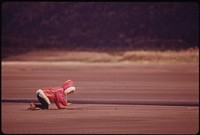 Just Like the Beach, the Columbia River Is Shown Here at Rooster Rock State Park 18 Miles East of Portland at a Record Low the Young Girl Plays on River Beds Never Seen before and Exposed More Than Three Months Because of a Lack of Precipitation the Previous Year 10/1973.