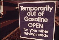 Out of Gasoline Signs Were Increasingly Evident in Oregon During the Month of October, 1973. Stations Such as This One at Lincoln City Along the Coast Closed Earlier and Stayed Closed Longer, Including Weekends 10/1973. Photographer: Falconer, David. Original public domain image from Flickr