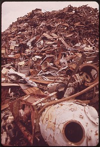 Heaped-Up Scrap Iron at the American Ship Dismantling Division on the Willamette River, Just South of the Columbia 04/1973. Photographer: Falconer, David. Original public domain image from Flickr