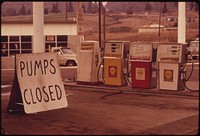 Gasoline Shortage Hit the State of Oregon in the Fall of 1973 by Midday Gasoline Was Becoming Unavailable Along Interstate Highways. These Pumps Were Closed on Interstate #5 10/1973. Photographer: Falconer, David. Original public domain image from Flickr