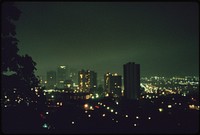 Overall View of Downtown Portland, at 8 P.M. In October, 1973 Showing Lack of Commercial Lighting During the Peak of the Energy Crisis. The Ban Was Issued by Executive Order of Oregon's Governor 10/1973. Photographer: Falconer, David. Original public domain image from Flickr