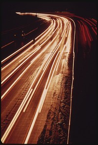 Stadium Freeway in Portland, Is Shown in November, 1973, as It Looked without Street Lighting.