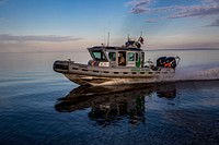 U.S. Border Patrol agents assigned to the Warroad, MN, station patrol the Northwest Angle on Lake of the Woods in Warroad, MN, June 19, 2018.