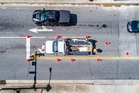 Road repairing, Evans Street in Uptown Greenville, USA