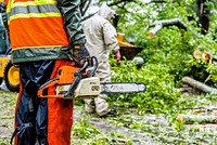 Hurricane Florence, Public Works clears downed trees from blocked streets, September 14, 2018. Original public domain image from Flickr