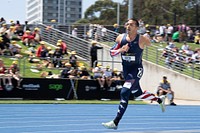 Retired U.S. Army Staff Sgt. Michael Kacer competes in the IT3 1,500-meter track event at the 2018 Invictus Games in Sydney, Australia, Oct. 26, 2018.