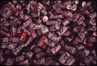 Dimensions of the Littering Problem Are Suggested by This Heap of Cold Drink Cans, Salvaged by Girl Scouts at Islamorada in the Central Florida Keys. Photographer: Schulke, Flip, 1930-2008. Original public domain image from Flickr