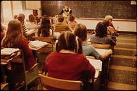 Students and Teacher in a Classroom at Cathedral High School in New Ulm, Minnesota.