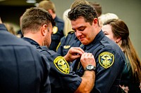 New Greenville Police officers sworn in during an Oath of Office ceremony held at City Hall, October 23, 2019. Original public domain image from Flickr