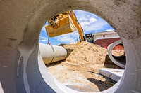 Town Creek Culvert construction site, June 19, 2019. Original public domain image from Flickr