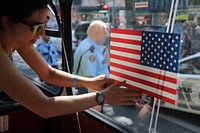 American flag paper, window decoration. Original public domain image from Flickr