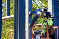 Construction takes place on the Sycamore Hill Gateway Plaza at Greenville Town Common, November 6, 2019. Original public domain image from Flickr