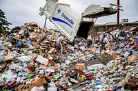 Greenville Public Works Recycling Coordinator audits a recycling collection on Monday, October 12, 2020. Original public domain image from Flickr