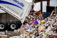 Greenville Public Works Recycling Coordinator audits a recycling collection on Monday, October 12, 2020. Original public domain image from Flickr