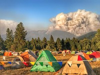 Forest fire near camp. Original public domain image from Flickr