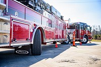 Fire rescue tiller truck training, location unknown, January 15, 2021. Original public domain image from Flickr